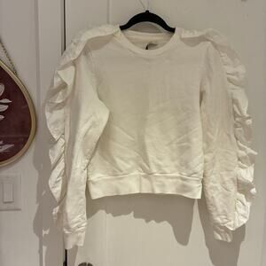 The Femm Cream Ruffle Trim Sweatshirt Small